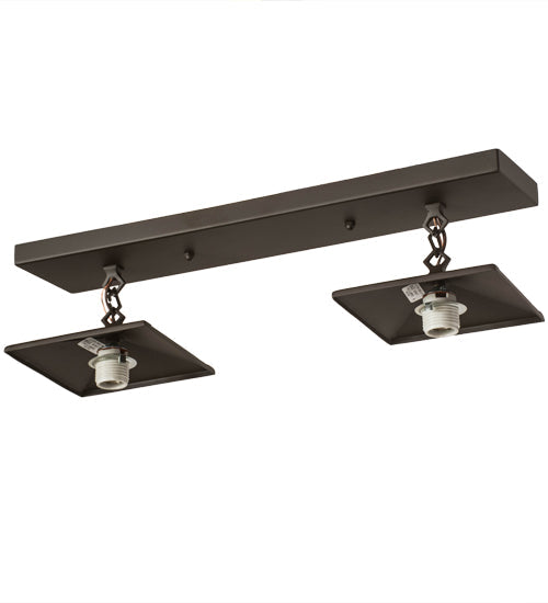Meyda Lighting Whispering Pines 24" 2-Light Oil Rubbed Bronze Island Pendant Light With Silver Mica Shade Glass