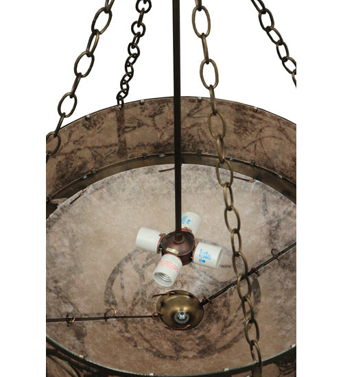 Meyda Lighting Whispering Pines 24" 4-Light Antique Copper Inverted Pendant Light With Silver Mica Shade Glass