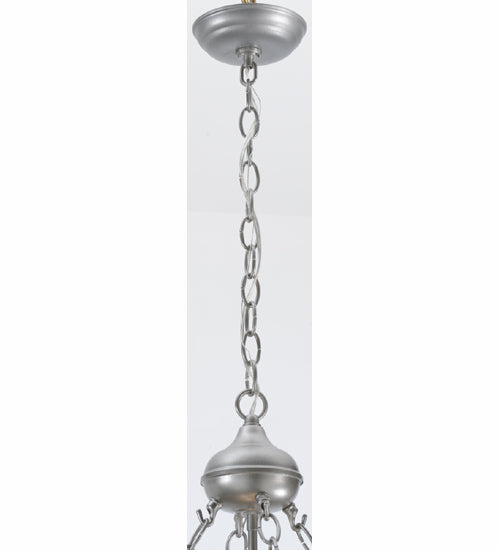 Meyda Lighting Whispering Pines 30" 4-Light Pewter Inverted Pendant Light With Silver Mica Shade Glass