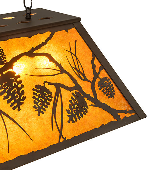 Meyda Lighting Whispering Pines 33" 6-Light Oil Rubbed Bronze Island Pendant Light With Amber Mica Shade Glass