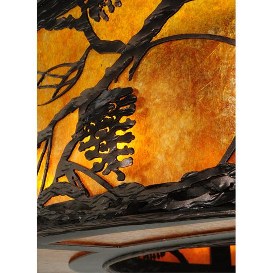 Meyda Lighting Whispering Pines 44" 8-Light Mahogany Bronze Chandelier With Amber Mica Shade Glass and 29" Wood Fan