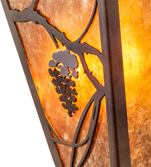 Meyda Lighting Whispering Pines 7" 2-Light Mahogany Bronze Wall Sconce With Amber Mica Shade Glass
