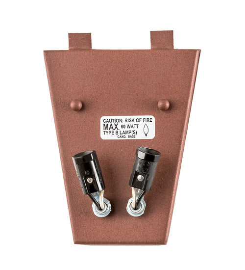 Meyda Lighting Whispering Pines 7" 2-Light Rust Powder Coat Wall Sconce With Beige Art Shade Glass