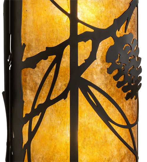 Meyda Lighting Whispering Pines 8" 2-Light Oil Rubbed Bronze Wall Sconce With Amber Mica Shade Glass