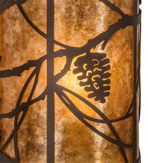 Meyda Lighting Whispering Pines 9" Mahogany Bronze Left Wall Sconce With Amber Mica Shade Glass