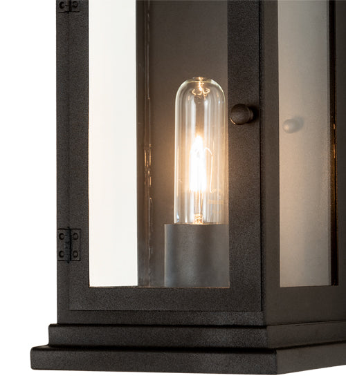Meyda Lighting Whitman 7" Old Wrought Iron Wall Sconce With Clear Shade Glass