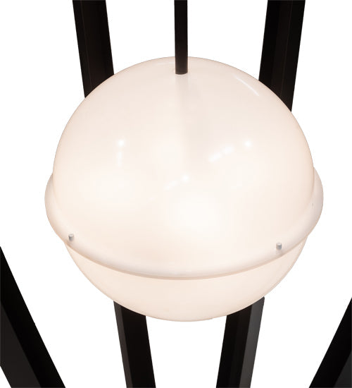 Meyda Lighting Willowbend 72" 16-Light Textured Black Zeppelin Pendant Light With White Statuario Idalight Shade