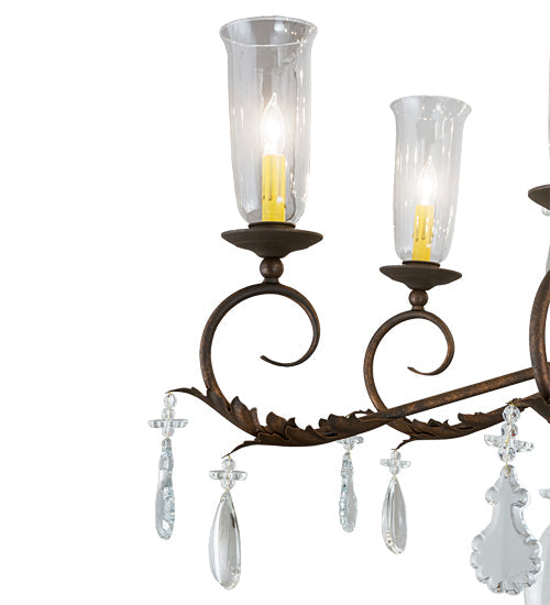 Meyda Lighting Windsor 62" 14-Light Gilded Tobacco Chandelier With Clear Hurricane Shade Glass