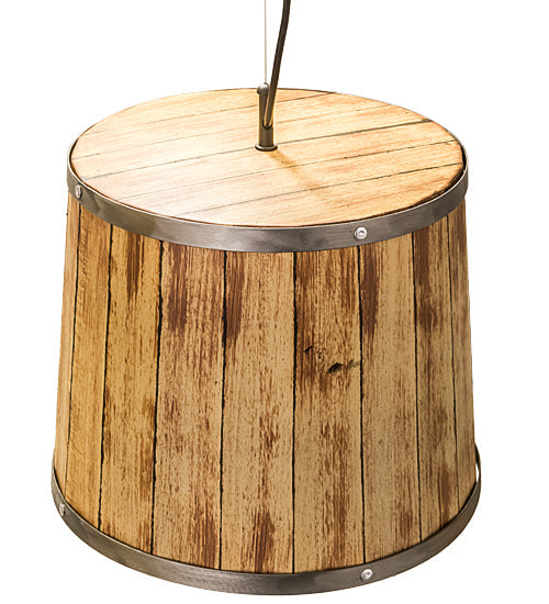 Meyda Lighting Wine Barrel 57" 12-Light Industrial Steel Cascading Pendant Light With Brown Wood Shade
