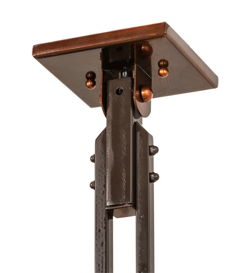 Meyda Lighting Winter Pine 12"Sq Vintage Copper & Oil Rubbed Bronze Tall Pines Pendant Light With Silver Mica Shade Glass