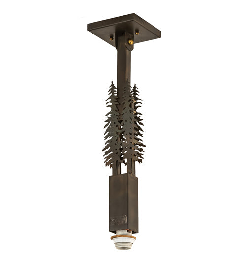 Meyda Lighting Winter Pine 16" Dark Burnished Antique Copper Tall Pines Pendant Light With Silver Mica Shade Glass
