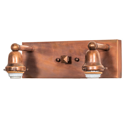 Meyda Lighting Winter Pine 17" 2-Light Vintage Copper Vanity Light With Beige Iridescent Shade Glass
