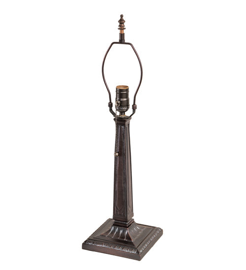 Meyda Lighting Winter Pine 23" Craftsman Brown Mission Table Lamp With Beige Iridescent Shade Glass