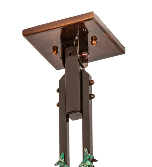 Meyda Lighting Winter Pine 45" 3-Light Vintage Copper & Green Trees Island Pendant Light With Silver Mica Shade Glass