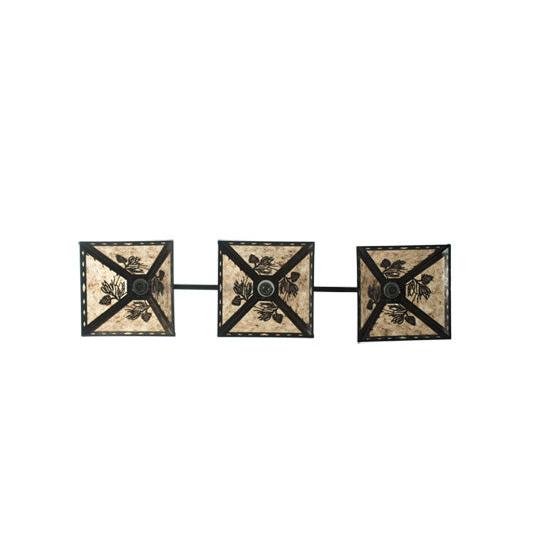 Meyda Lighting Winter Pine 46" 3-Light Textured Black Tall Pines Island Pendant Light With Silver Mica Shade Glass