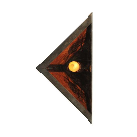 Meyda Lighting Winter Pine 9" Craftsman Brown Wall Sconce With Amber Mica Shade Glass
