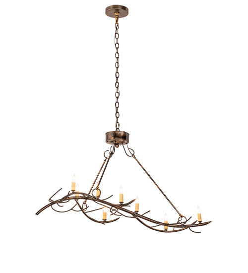 Meyda Lighting Winter Solstice 44" 8-Light Light Burnished Antique Copper Island Chandelier With Amber Faux Candlelight