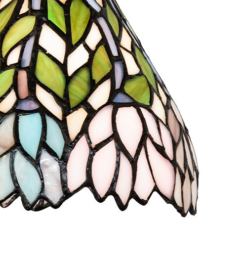 Meyda Lighting Wisteria 17" 2-Light Mahogany Bronze Wall Sconce With Multi-Colored Shade Glass