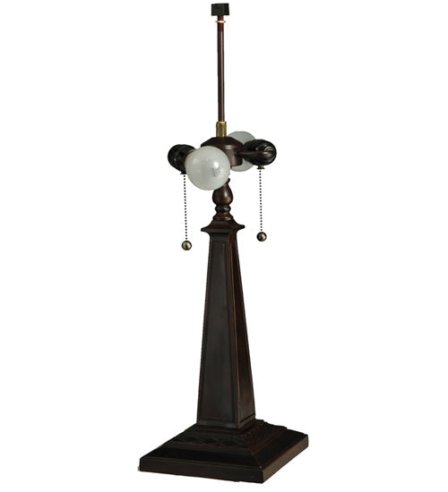 Meyda Lighting Woodland Berries 25" 2-Light Mahogany Bronze Table Lamp With Multi-Colored Shade Glass