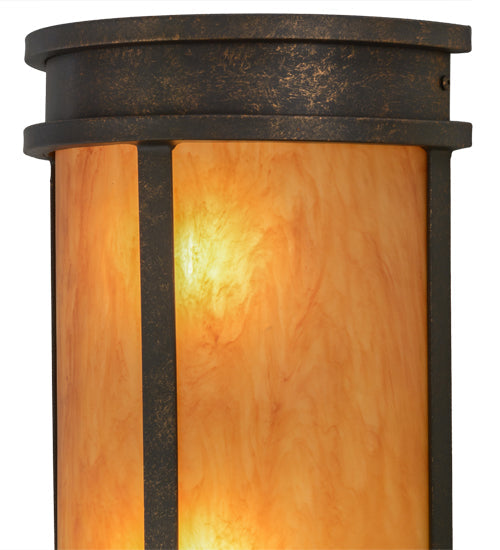 Meyda Lighting Wyant 10" 2-Light Gilded Tobacco Pocket Lantern Wall Sconce With Ambra Siena Idalight Shade Glass