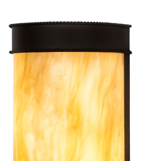 Meyda Lighting Wyant 8" 2-Light Wrought Iron Wall Sconce With Beige Travertine Idalight Shade