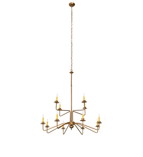 Meyda Lighting Yanis 42" 12-Light 2-Tier Gold Metallic Chandelier With Ivory Faux Candlelight