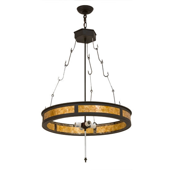 Meyda Tiffany Fishscale 25" Oil Rubbed Bronze Inverted Pendant Light With Multi-Colored Shade Glass