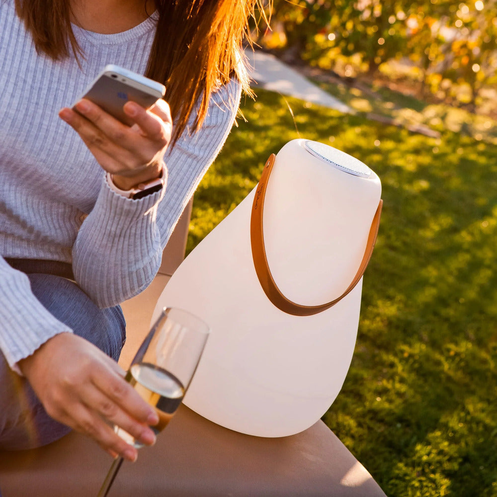 New Garden White Kurby Speaker and Table Lamp