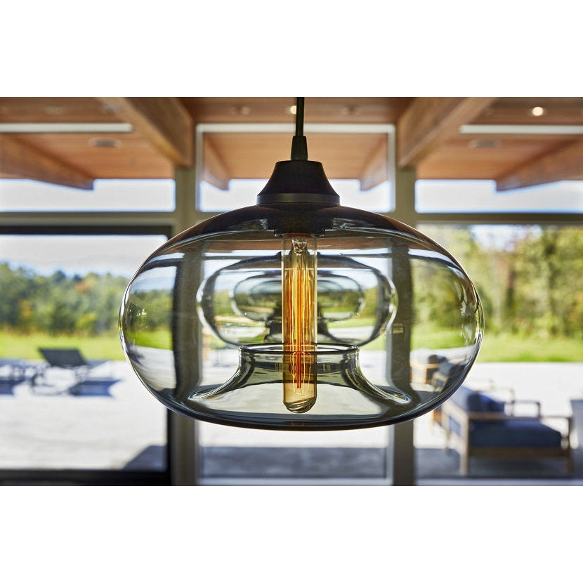 Niche Modern Aurora 12" Dimmable Incandescent Pendant Light With Gray Glass Shade