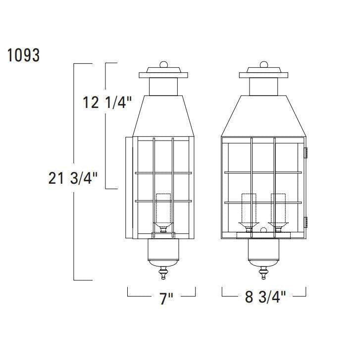 Norwell Lighting American Heritage 9" 2-Light Black Brass Large Outdoor Wall Light With Clear Glass Diffuser