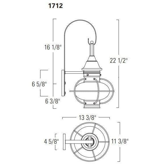 Norwell Lighting American Onion 21" x 11" 1-Light Copper Medium Outdoor Wall Light With Clear Glass Diffuser