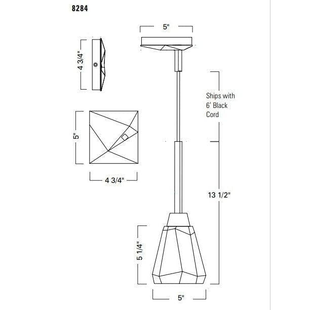 Norwell Lighting Arctic Bath Series 5" x 5" 1-Light Polished Nickel Steel/Glass Single Drop Pendant With Clear Glass Diffuser