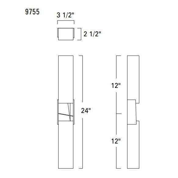 Norwell Lighting Artemis 24" 2-Light Satin Brass LED Vanity Sconce With Matte Opal Acrylic Diffusers