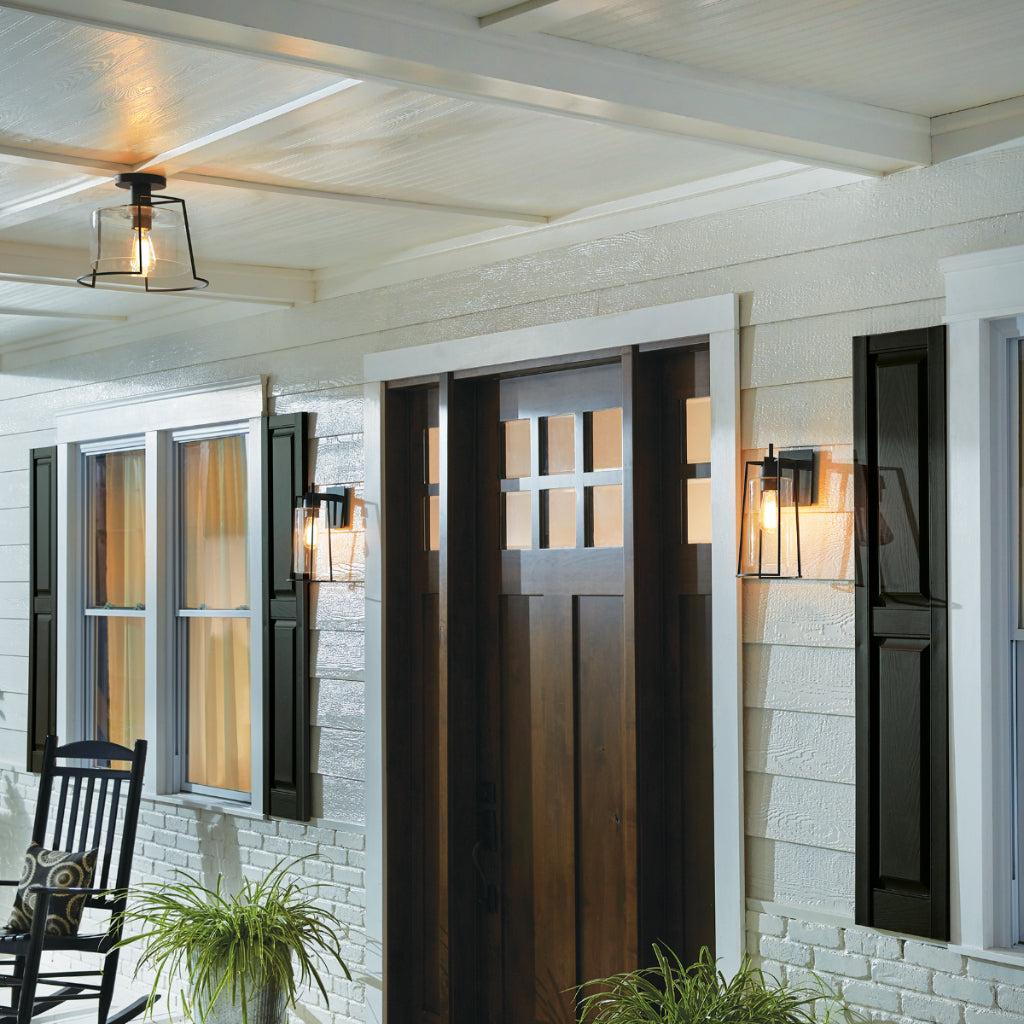 Norwell Lighting Cere 11" x 13" 1-Light Matte Black Semi-Flush Mount With Clear Glass Diffuser