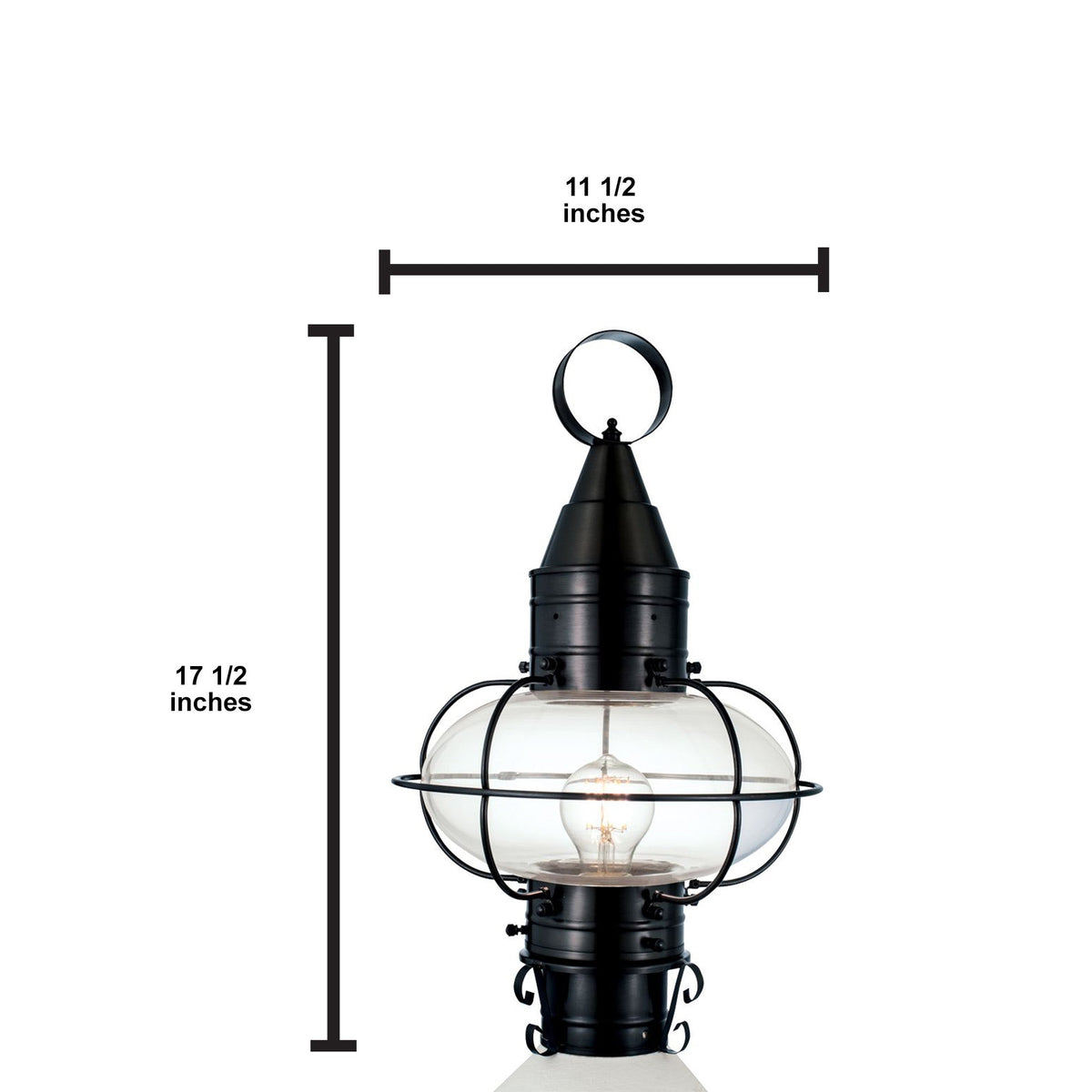 Norwell Lighting Classic Onion 18" x 11" 1-Light Gun Metal Medium Outdoor Post Light With Seedy Glass Diffuser