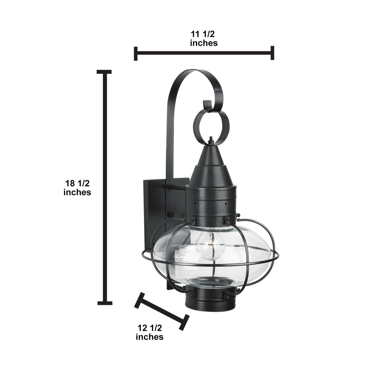Norwell Lighting Classic Onion 19" x 11" 1-Light Gun Metal Medium Outdoor Wall Light With Seedy Glass Diffuser