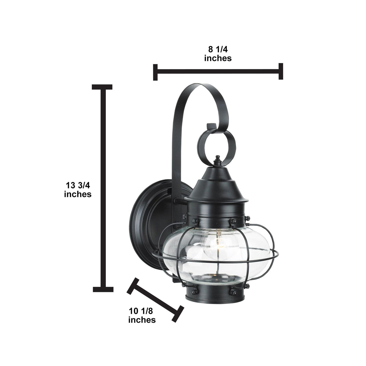 Norwell Lighting Cottage Onion 14" x 8" 1-Light Black Small Outdoor Wall Light With Seedy Glass Diffuser