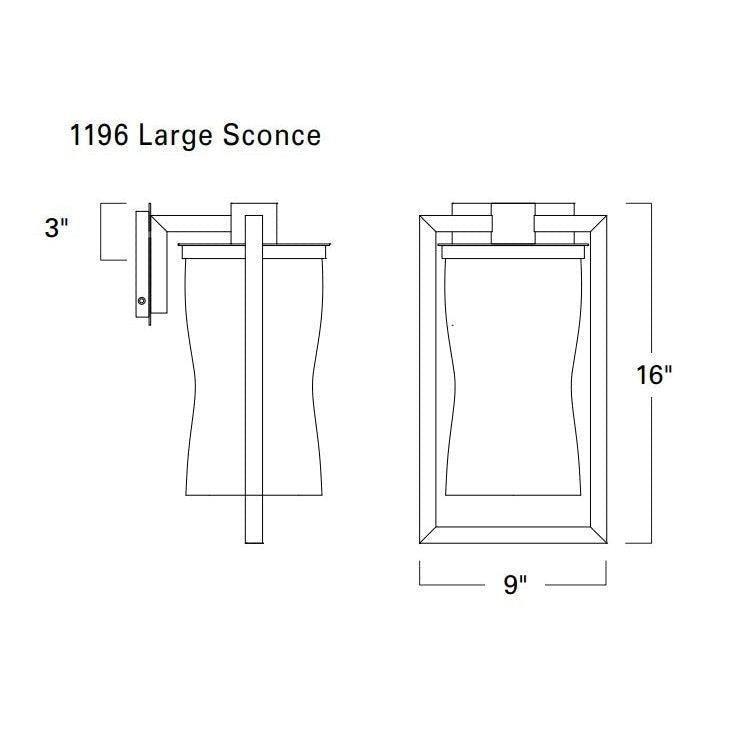 Norwell Lighting Drape 17" x 9" 1-Light Matte Black Large Outdoor Wall Sconce Light With Frosted Glass Diffuser