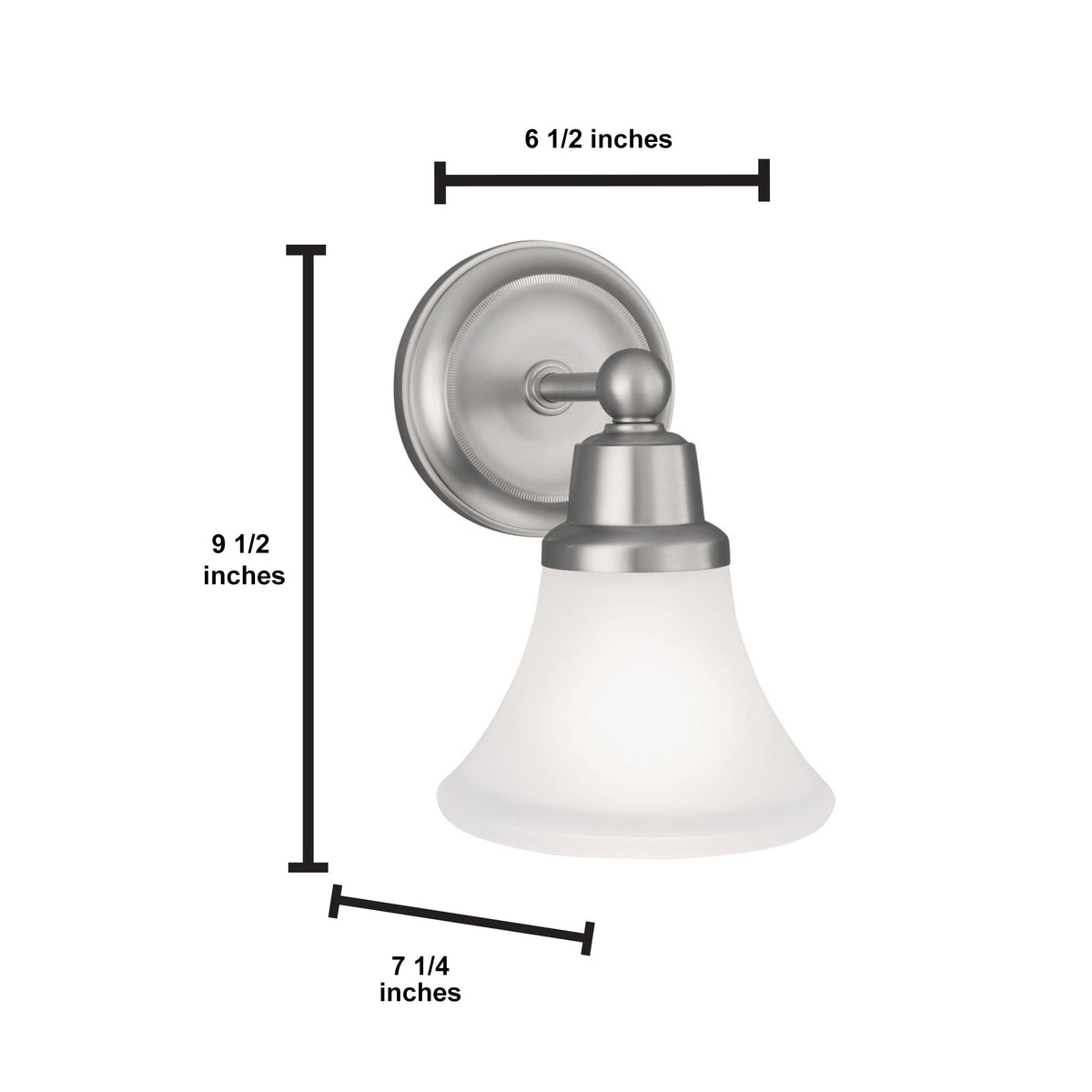 Norwell Lighting Elizabeth 10" x 7" 1-Light Sconce Polished Nickel Vanity Light With Flared Glass Diffuser