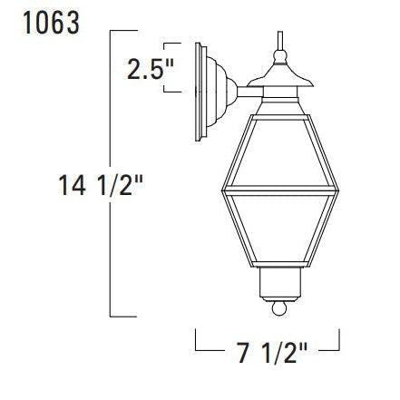 Norwell Lighting Olde Colony 15" 2-Light Black Brass Small Outdoor Wall Light With Beveled Glass Diffuser