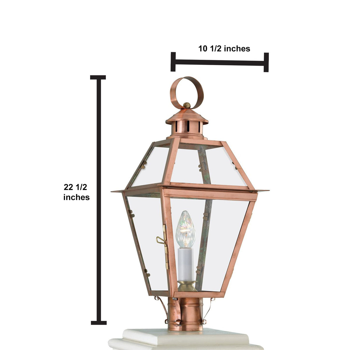 Norwell Lighting Olde Colony 22" 1-Light Copper Outdoor Post Light With Clear Glass Shade