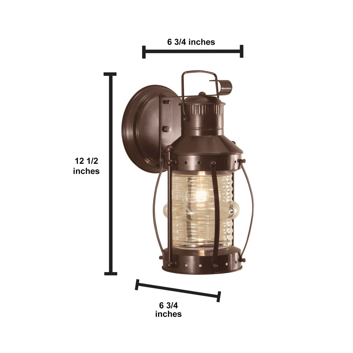 Norwell Lighting Seafarer 12" 1-Light Bronze Brass Small Small Outdoor Wall Light With Round Cylinder Clear Glass Shade
