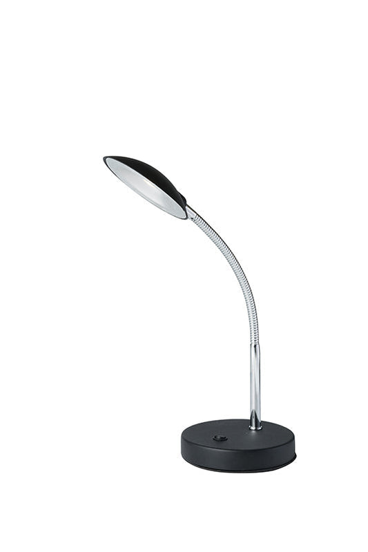 Ore International 11"H Matte Black LED Goose Neck Metal Saucer Table Lamp