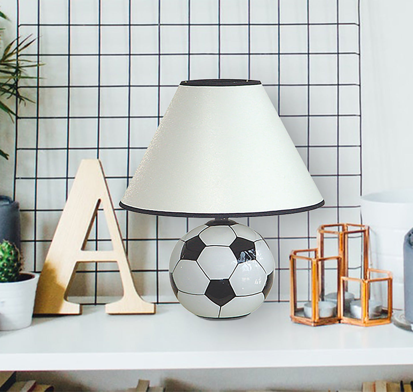 Ore International 12"H Ceramic Soccer Table Lamp