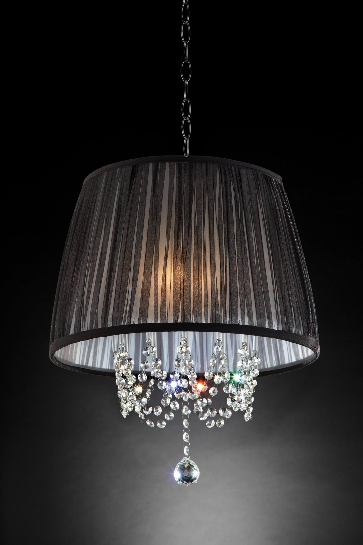 Ore International 19"H Black Eclipse 3-Light Crystal Hardwired Chandelier