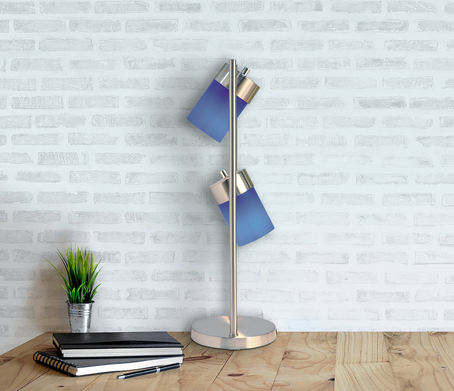 Ore International 2-Light Adjustable Table Lamp In Blue