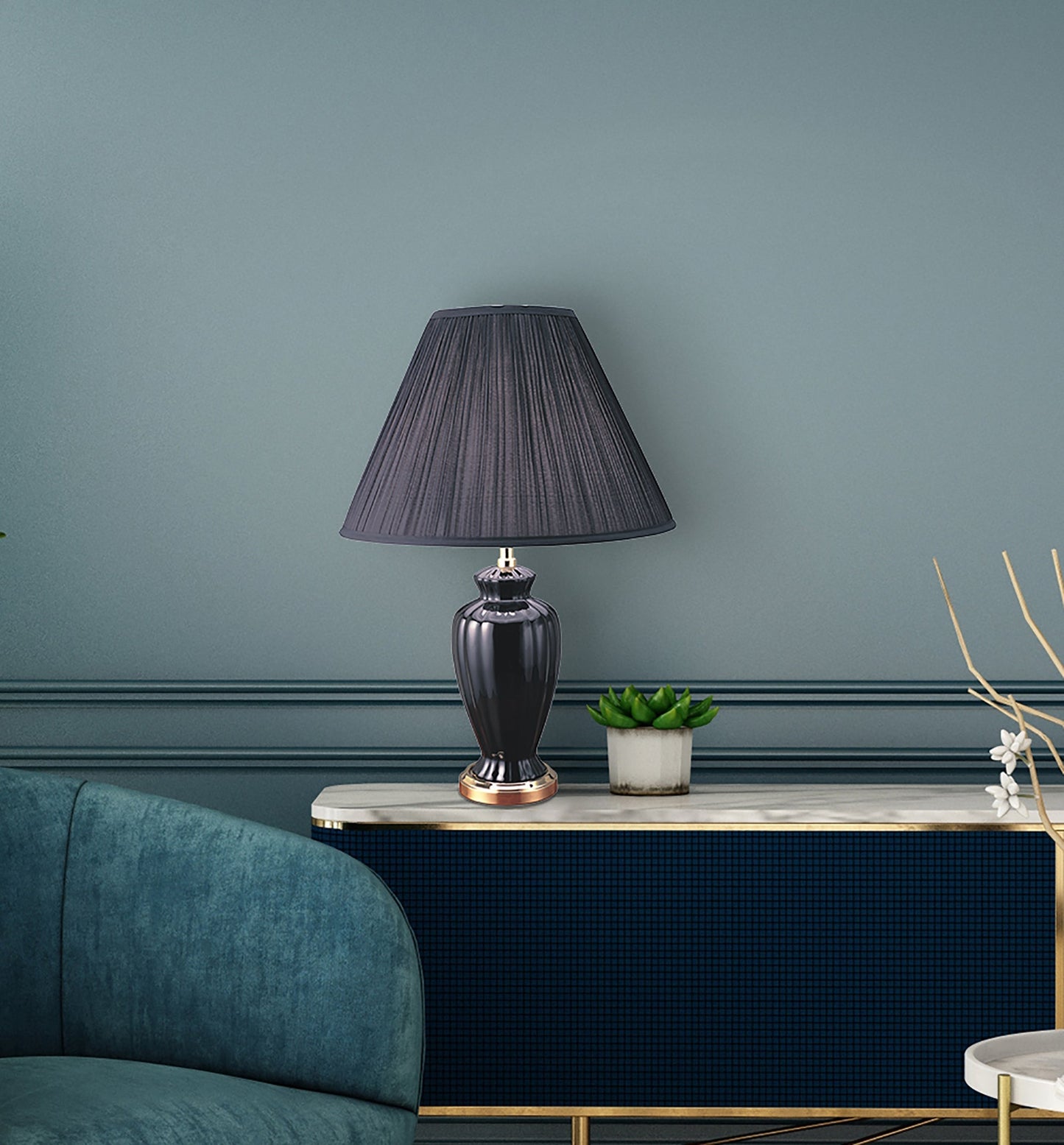 Ore International 26"H Ceramic Table Lamp In Black