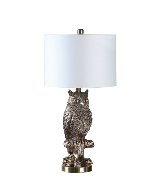 Ore International 28"H Silver Owl On A Branch Resin Table Lamp