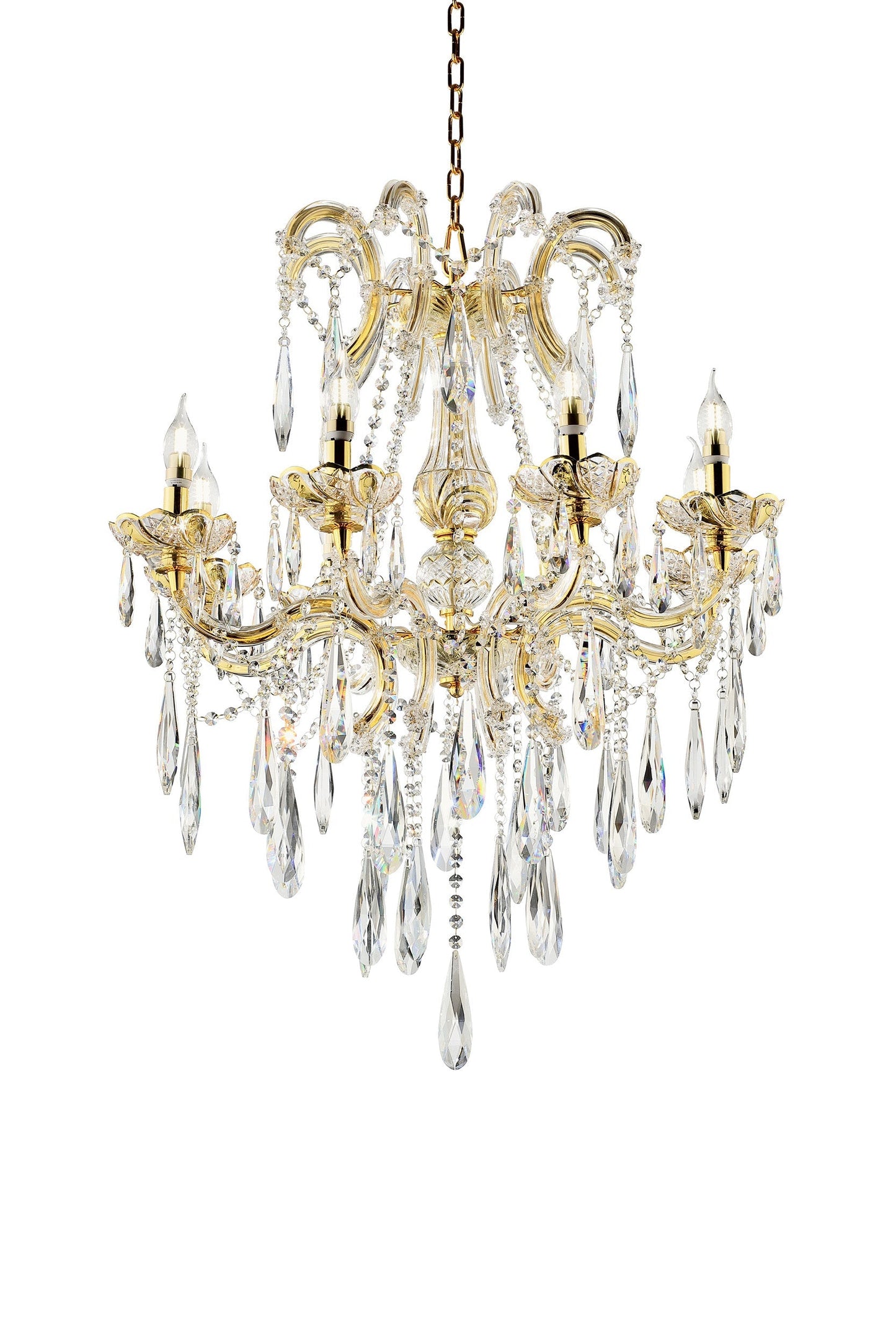 Ore International 35"H Luminere Crystal Matte Gold 8-Light LED Hardwired Chandelier