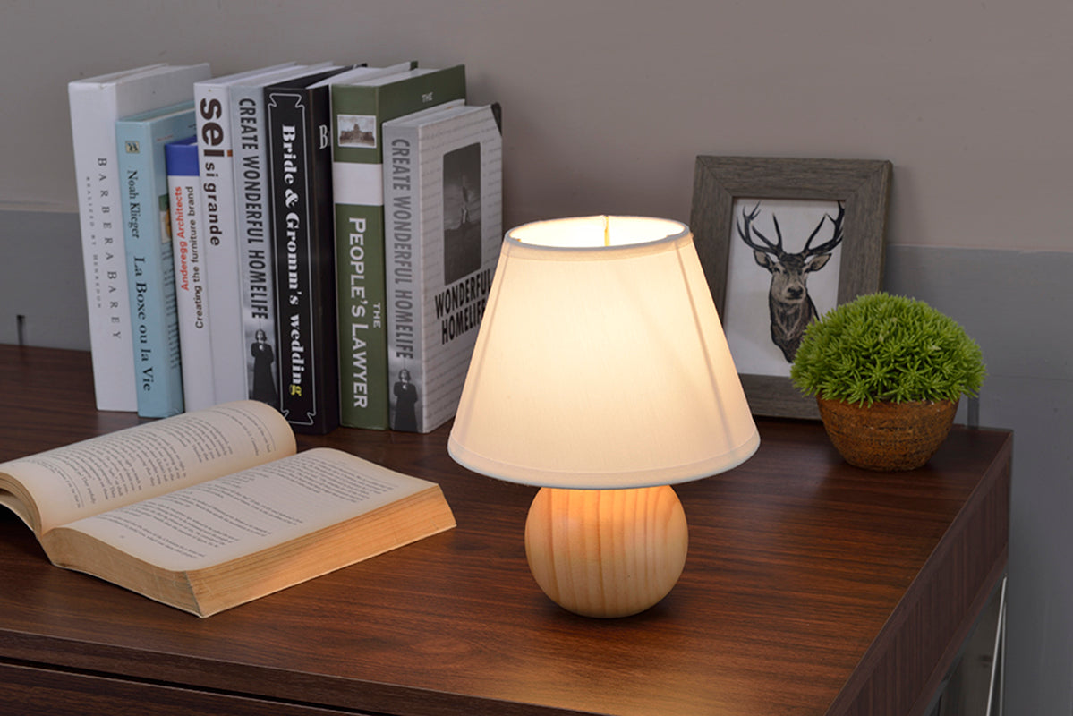 Ore International 9"H Natural Wood Globe Table Lamp